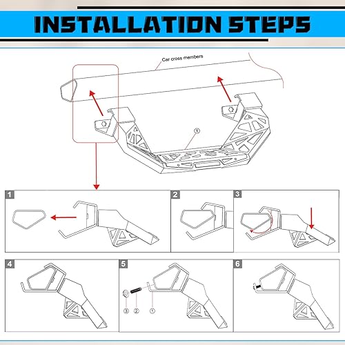 Miniatura 8 de WolfX Escalones laterales para puerta 2 puertas 4 puertas compatibles con Ford Bronco 2021 2022 2023 2024 2025 con rieles de roca de fábrica,