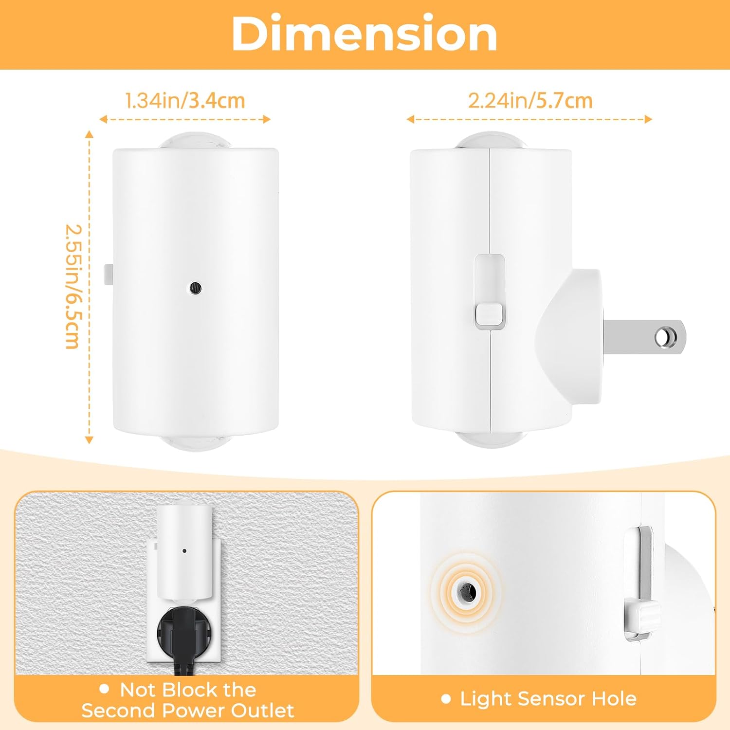 4 Pack Mini Dimmable LED Night Light, Plug-in Wall Light with Dusk to Dawn Auto On/Off, 180° Rotating Head, 3000K Soft White, 0-200 LM for Nursery, Hallway, Bathroom,Bedroom