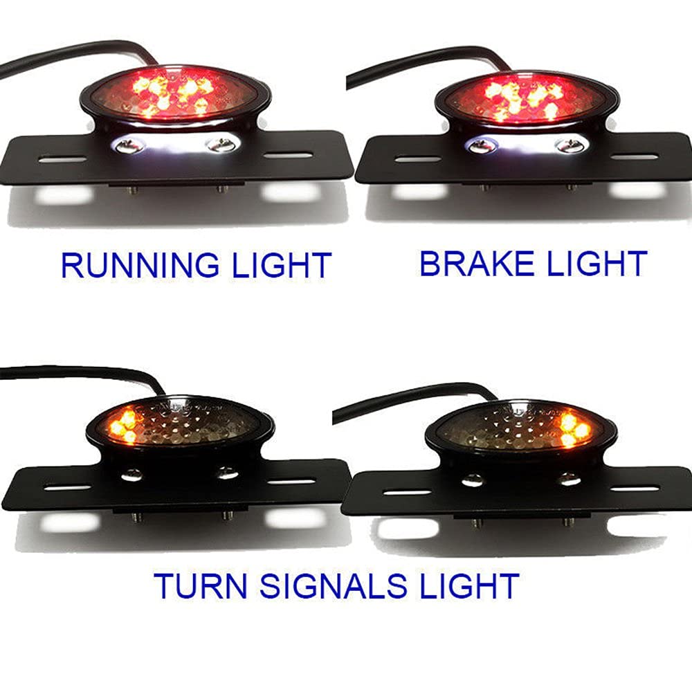 14 LED Luci posteriori per moto Stop Luce targa LED Fanale posteriore integrato Luce freno Indicatore di direzione per bici da strada, scooter, cruiser, chopper Dirt Bike ATV fuoristrada