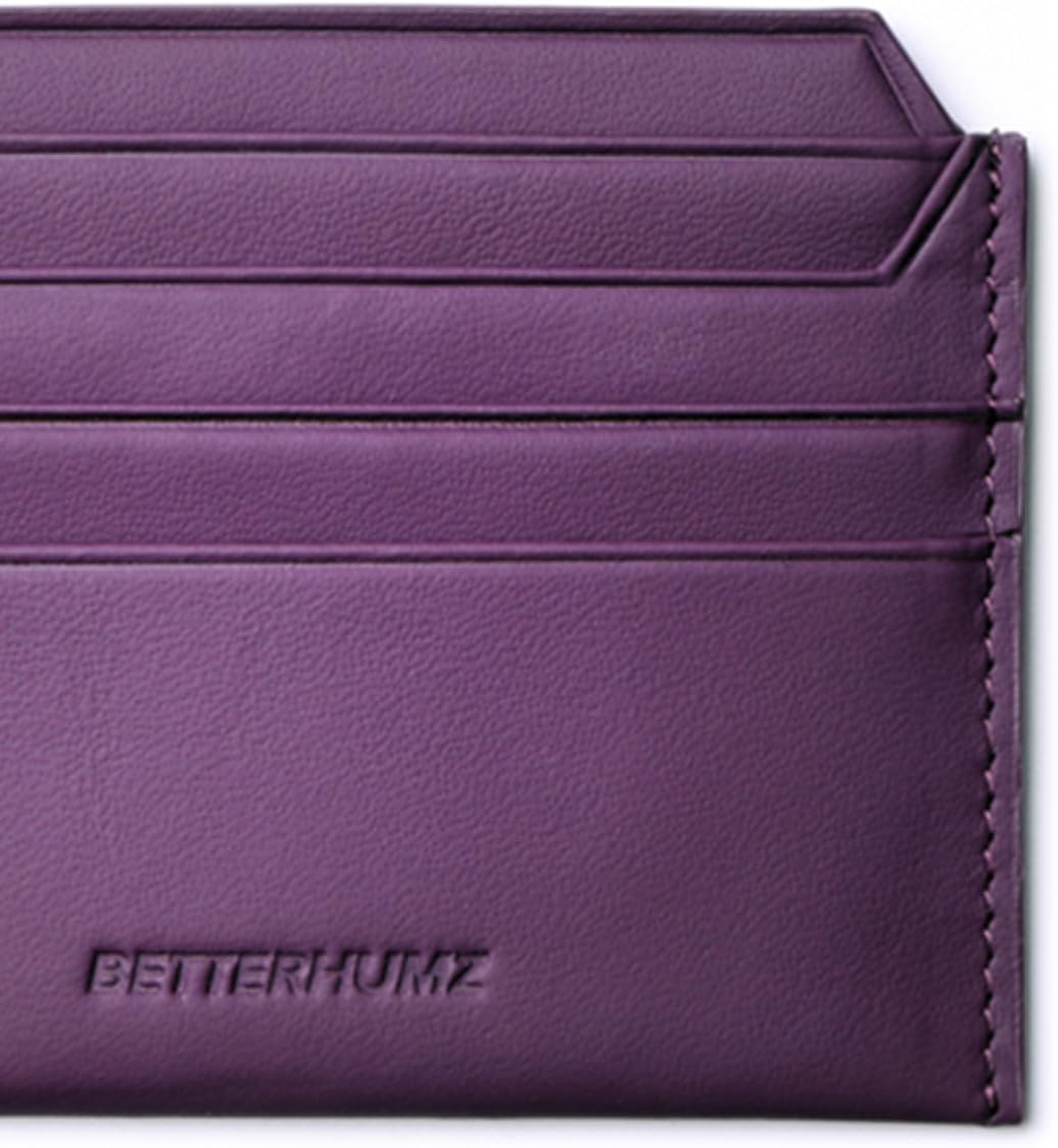 BETTERHUMZ Credit Card Case Nappa Leather Material for Men and Women Card Holder Slim Wallet 8 Slots and 1 Pocket (Purple) - Image 3