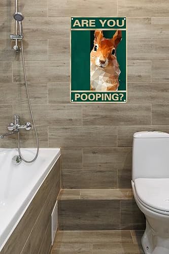 Miniatura 3 de Letreros de aluminio divertidos de 12 x 8 pulgadas, diseño de ardilla con texto en inglés "Are You Pooping" (5022)