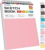 Soucolor 9x12 Sketchbook for Women - 100 Sheets Acid-Free 68lb Paper, Top Spiral Bound Drawing Pad, Premium Art Supplies Gift for Artists