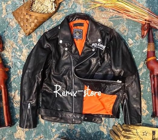 レザー ライダース ジャケット メンズ M 黒 ダブル 本革 ロックFR1593