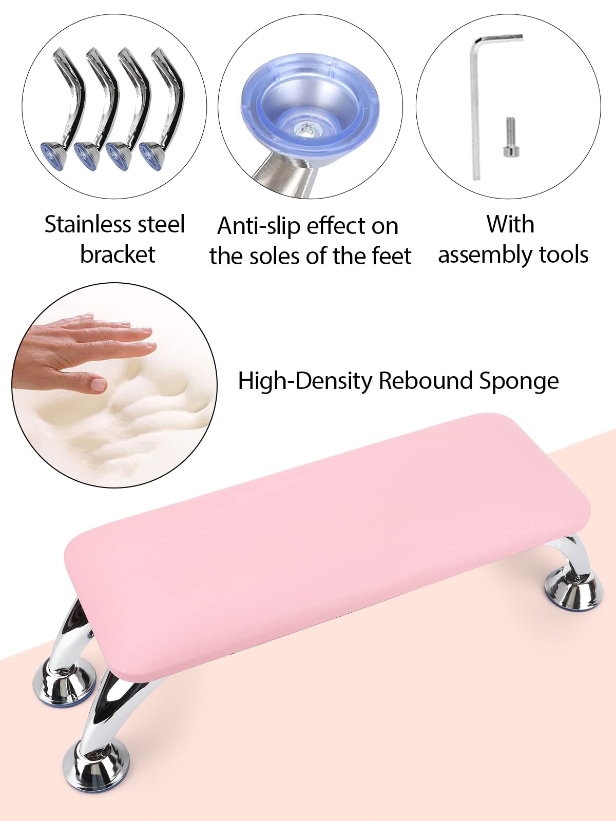 LIONVISON Cuscino per le Mani per Braccioli per Unghie,Supporto per Manicure in Pelle Microfibra Cuscino per Poggia Unghie Cuscino per Poggia Unghie Antiscivolo per (rosa)