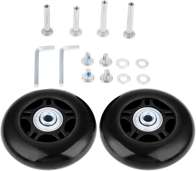 Mtsooning 2Set 80x24mm Black Luggage Suitcase Replacement Wheels with Axles Wrench Bearings Repair Kit