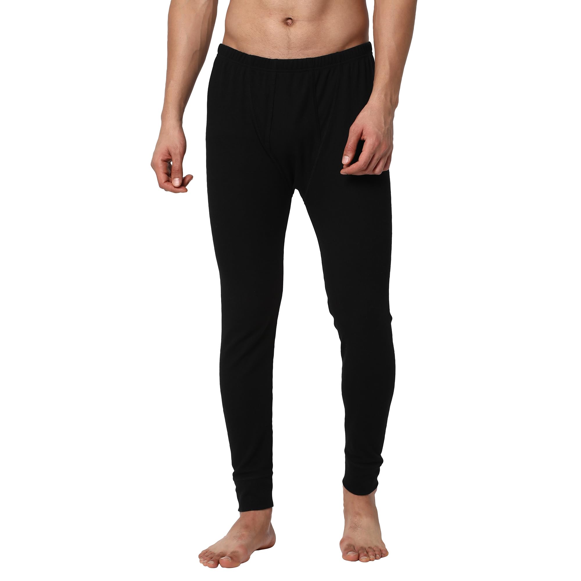 Black Cotton, Viscose and Polyester Super Combed Cotton Rich Fabric Full Sleeve Thermals Men Botton Innerwear-image-43