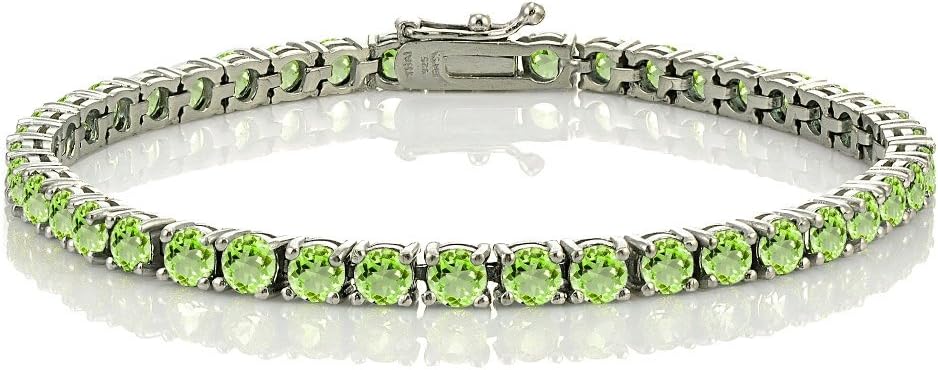 Ice Gems Sterling Silver Genuine or Created Gemstone 4mm Round Tennis Bracelet