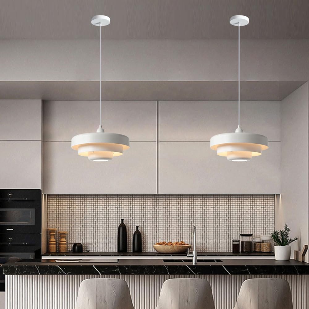Lampada a Sospensione Minimalista in Metallo Bianco