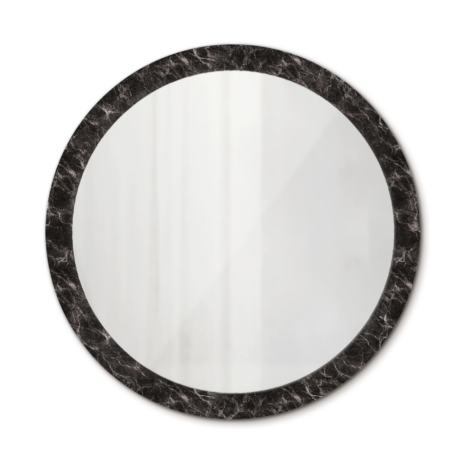 Grand miroir imprimé 100 cm en marbre noir rond sans cadre pour salon