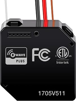 ENERWAVE Z-Wave Plus Relay, Hidden Smart Switch Wireless Remote Control to Lights and Ceiling Fans, 120-277VAC, 10A, Neutral Wire Required, ZWN-RSM1-PLUS, Black