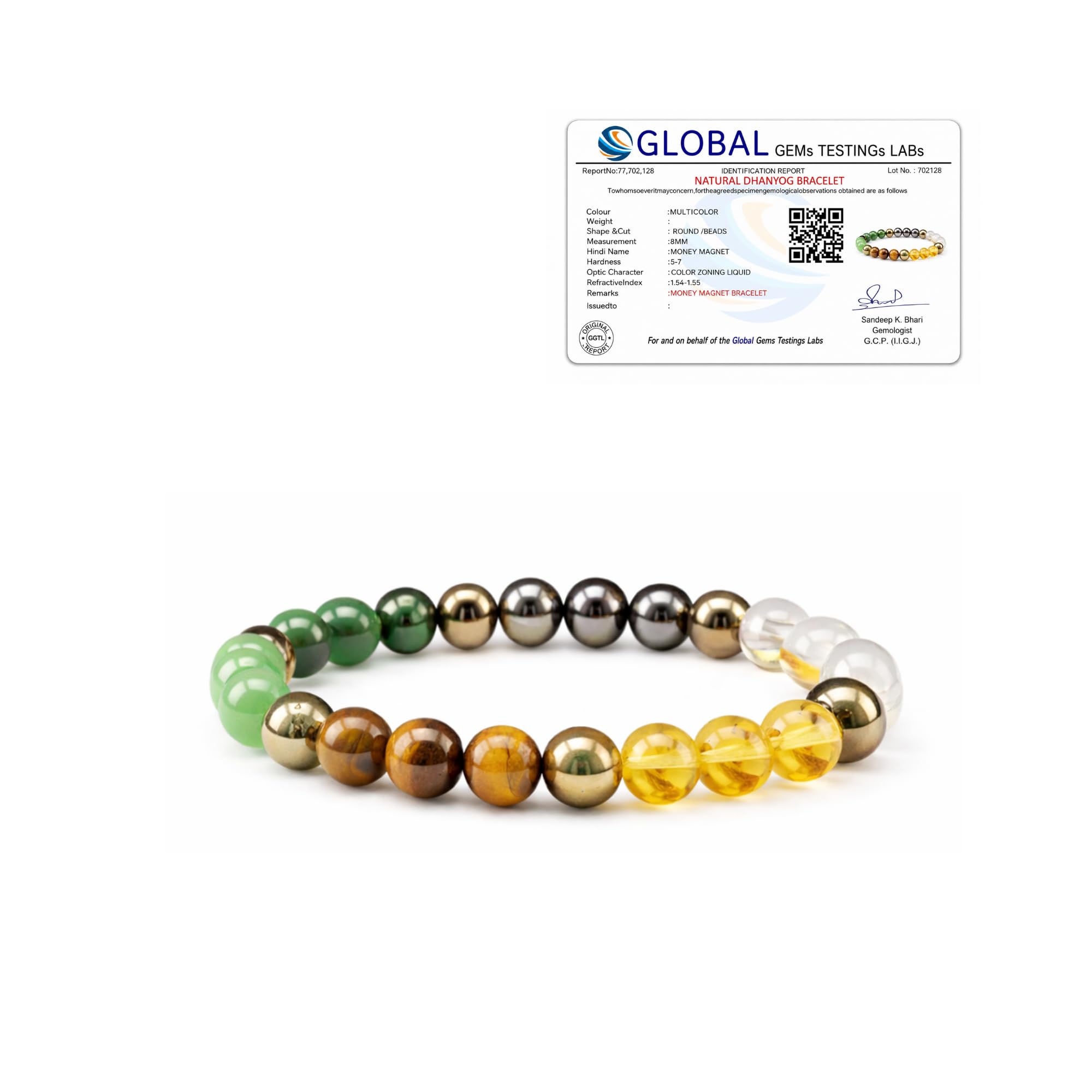 Omindri Dhan Yog Bracelet | Attracts Wealth & Financial Prosperity | Pyrite, Citrine, & Aventurine | Astrology Dhanyog Bracelet for Men & Women | Certificate of Authenticity
