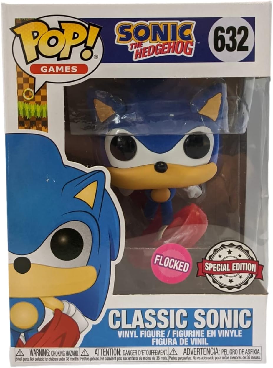 Funko Pop! Sonic The Hedgehog - Classic Running Hedgehog Flocked (Exclusive) #632