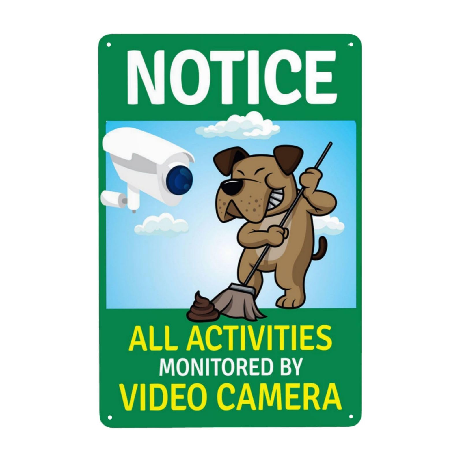 Vintage Metal Tin Sign, Video Surveillance With Dog Graphic Property Decor, 8x12 Inch