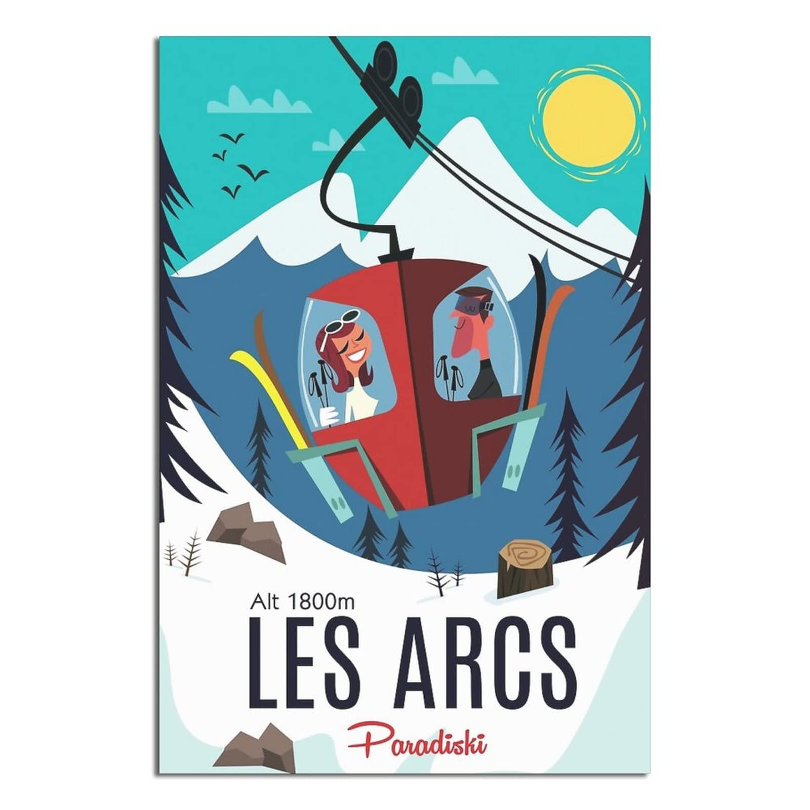 Nmnm Unframe-Style Les Arc Ski Savoie France Vintage Travel Poster Canvas Art Wall Decor Poster Picture Print Painting Posters Gift 8X12inchs(20X30cm)
