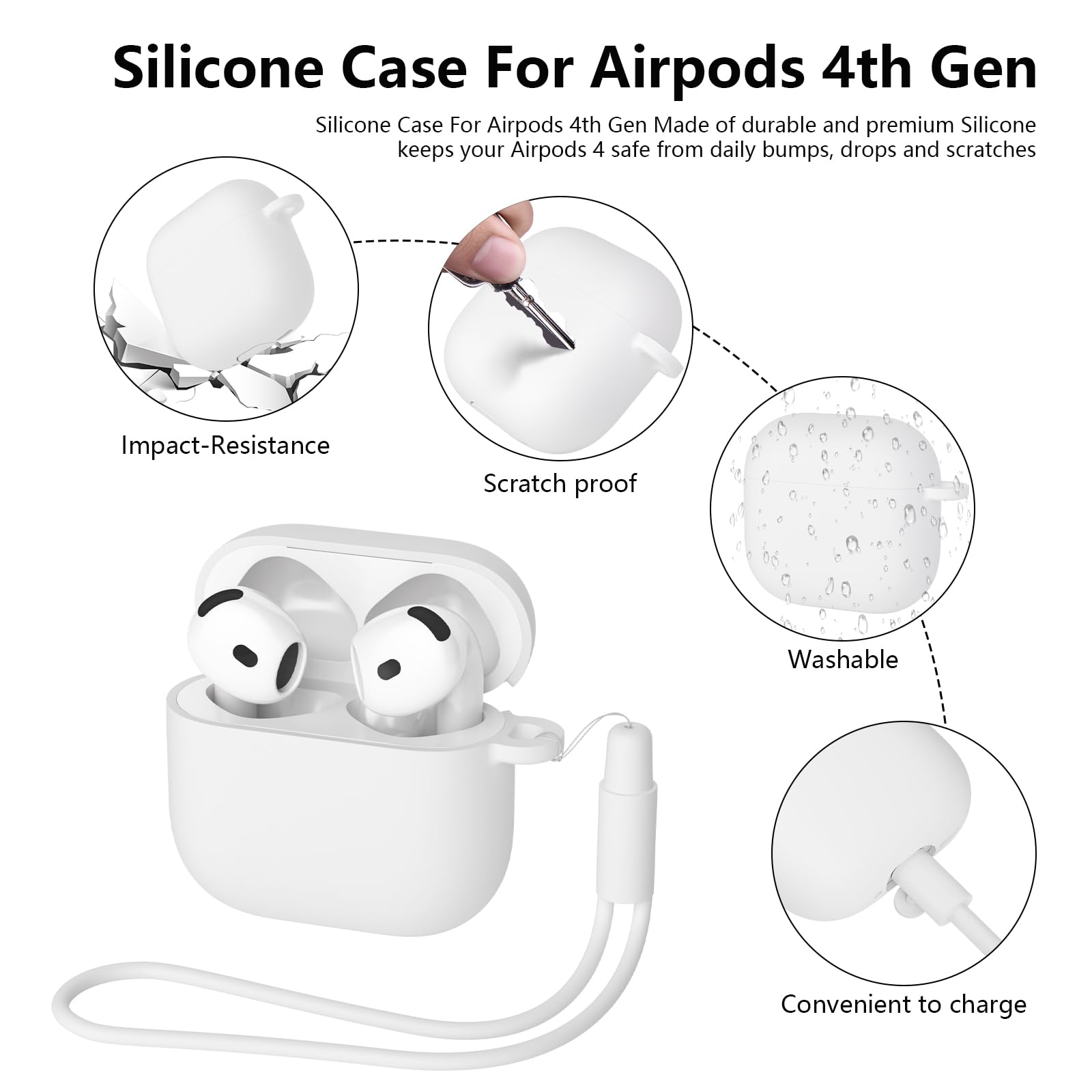 2 pezzi Mocarheri Custodia Case Compatibile con AirPods 4 2024, Case Cover Protettiva in Morbido Silicone per AirPods 4ª Generazione, LED Anteriore Visibile (Bianco/Rosso) - 4