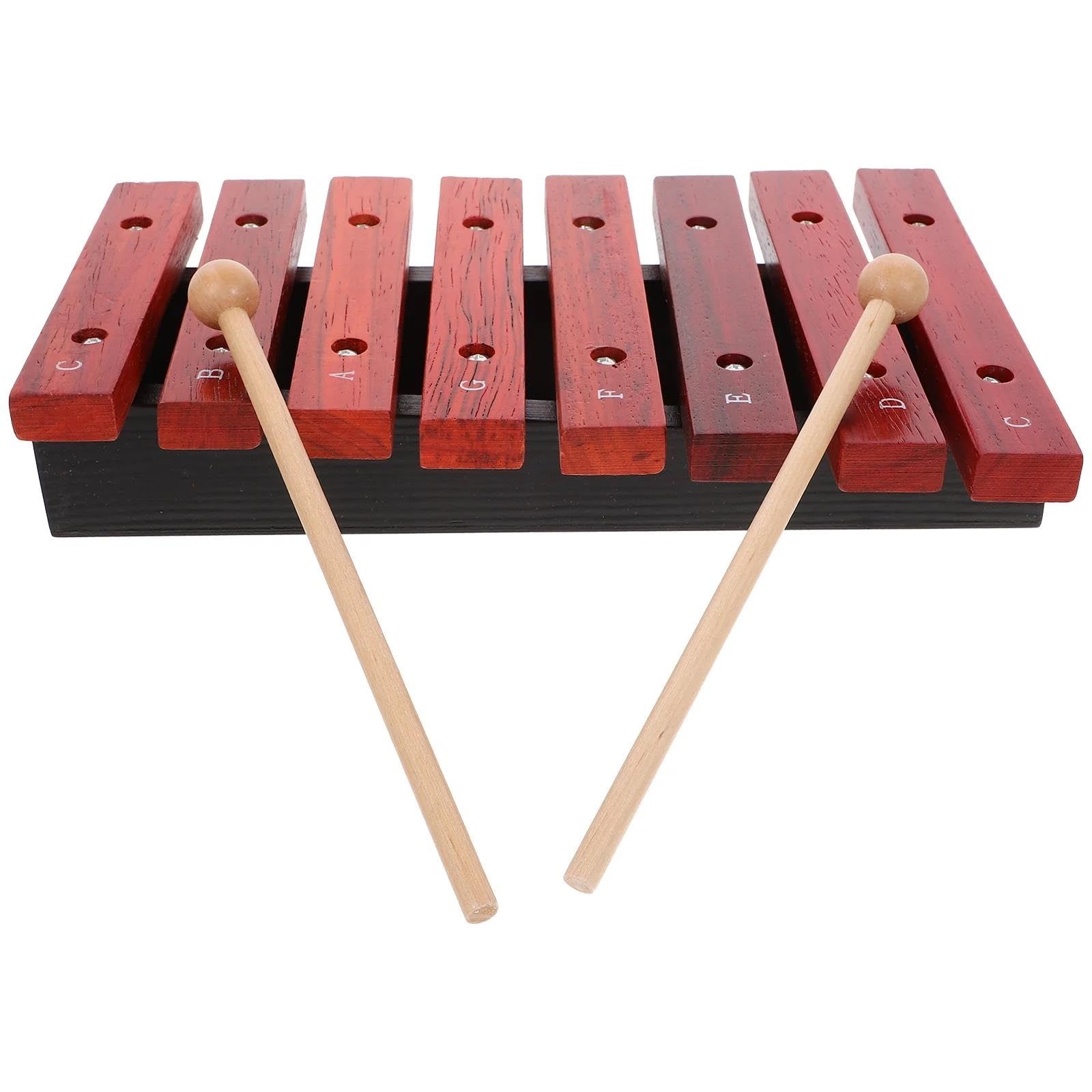 Instrumento de percusión Glockenspiel de caoba exquisito de 8 notas adecuado para principiantes profesional Glockenspiel Set