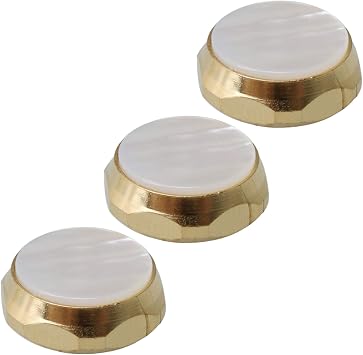 Yibuy Trumpets Finger Buttons Zinc Alloy white Shell Gold & White Thread Diameter 4mm Small Fitting