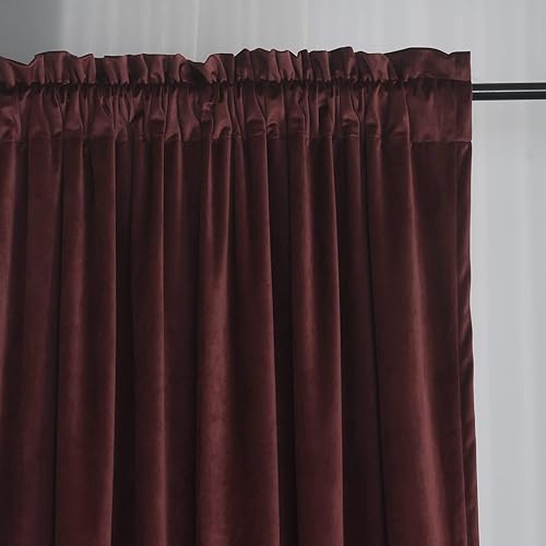 Miniatura 2 de Roslynwood Cortinas de terciopelo rojo rubí de 63 pulgadas para la sala, cortinas opacas con aislamiento térmico, paneles de eficiencia energética