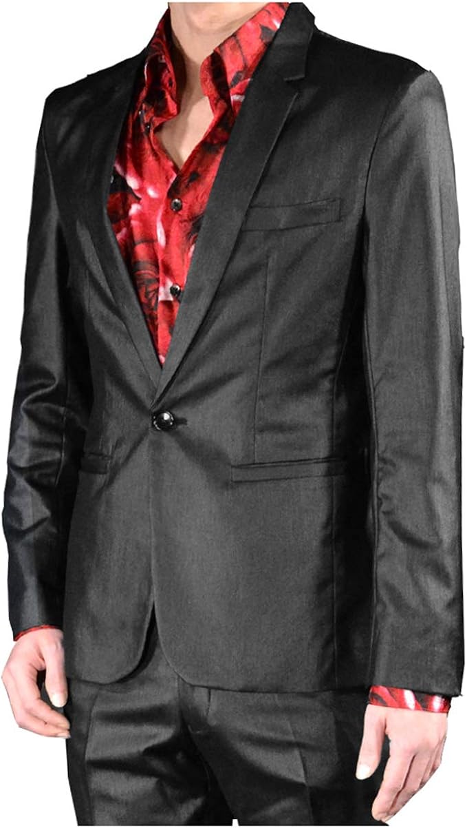 Amazon ジャケット 光沢 ノッチドラペル テーラード 日本製 1釦 ブレザー ブラック黒 L コート ジャケット 通販