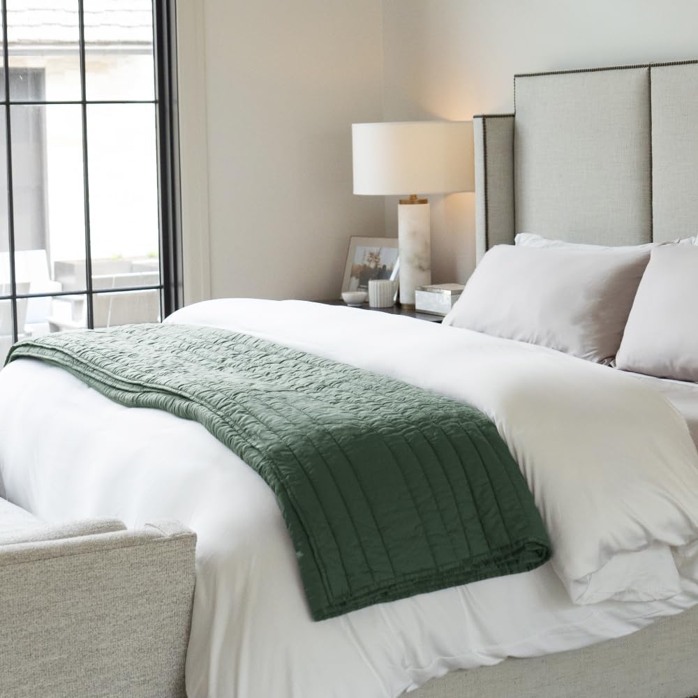 Cariloha - Stripe Stitch Quilt - Viscose - Queen - Oasis Green