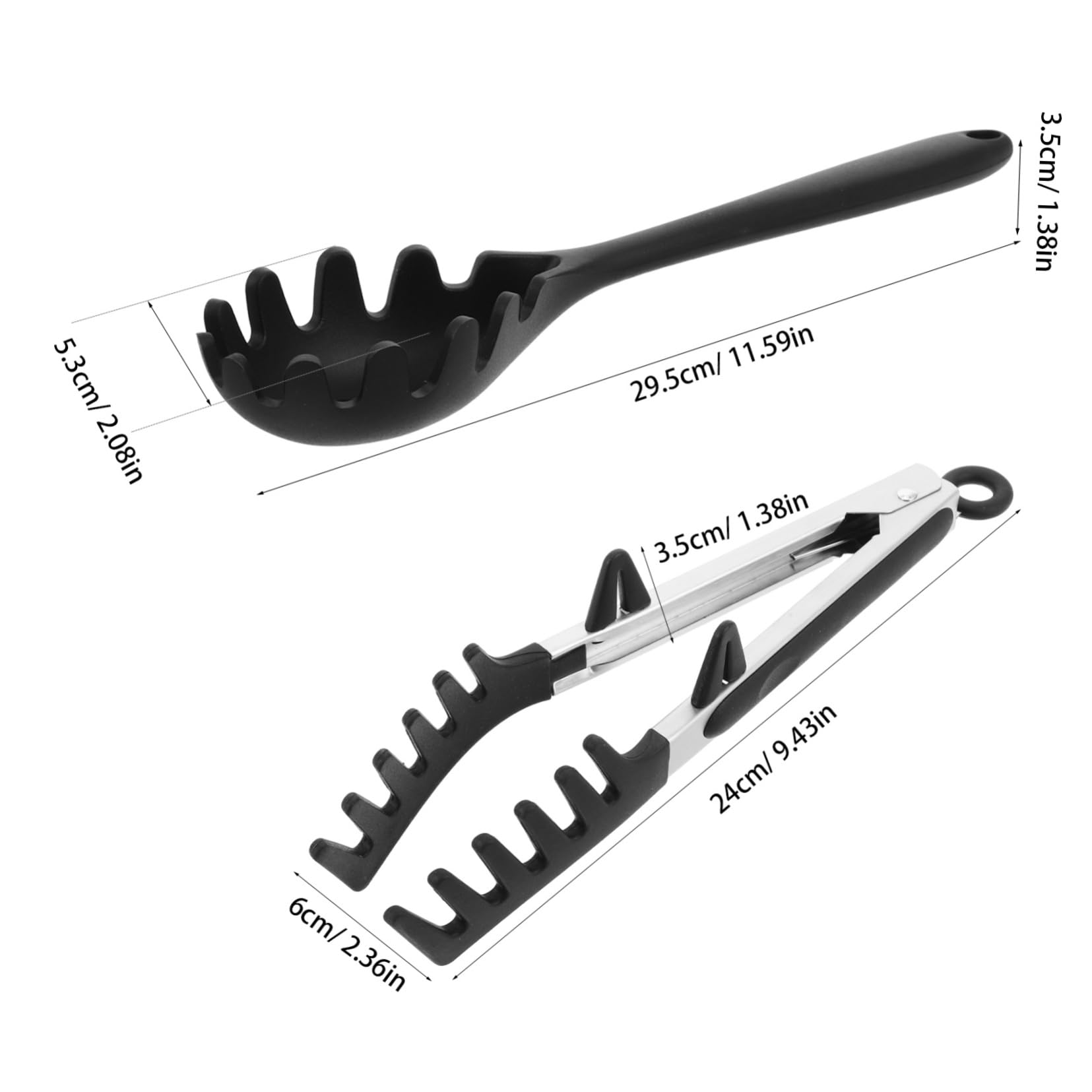 Cabilock 1 Set Silicone Pasta Fork Set Non Stick Spaghetti Spoon Tongs with Teeth Heat Resistant Cooking Utensils for Noodles Bbq Salad Serving Ergonomic Grip Black