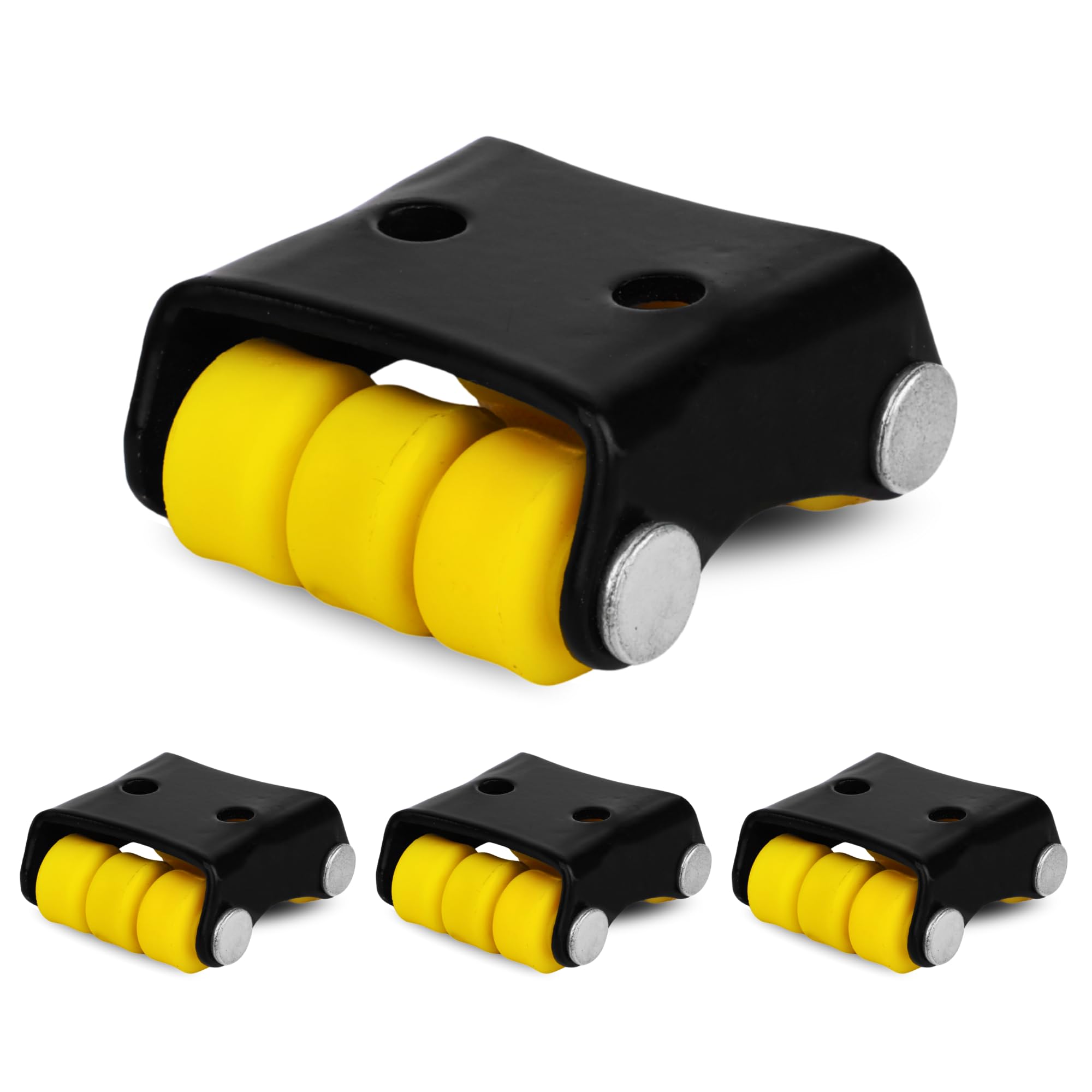 Caneuf Castor Wheel for Furniture | Heavy Duty 6x Mini Fix Moving Wheels – 4 Pcs Set, 150kg Load Capacity (Yellow-Black, Small Size)