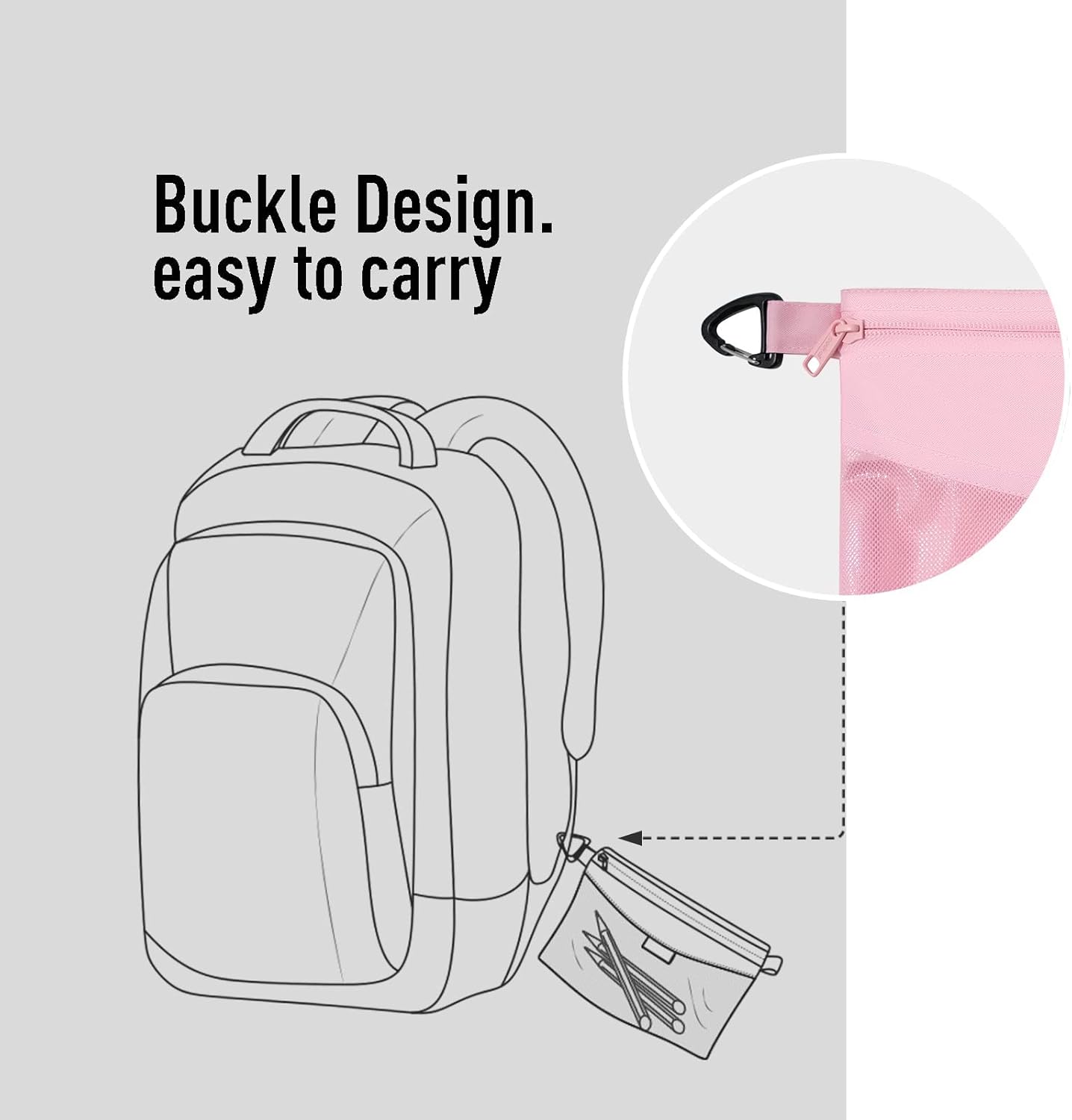 pack all Water-resistant Material Zipper Pouch, Mesh Zipper Bags for Storage, Travel, Office (Pink, Small) - Image 5