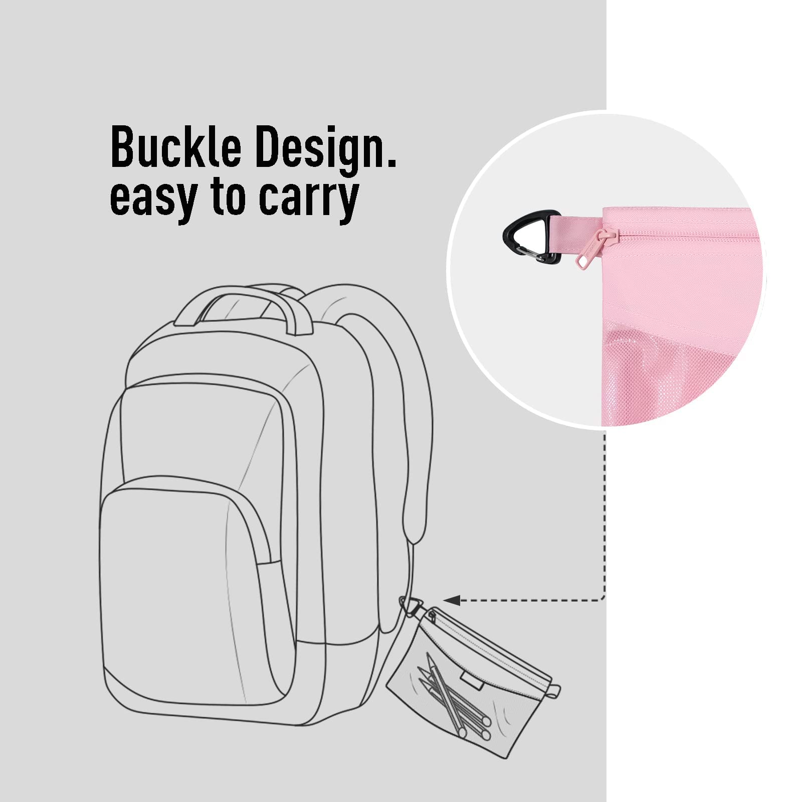 pack all Wodoodporny materiał etui na zamek błyskawiczny, siatkowe torby na zamek błyskawiczny do przechowywania, podróży, biura (różowy, mały)