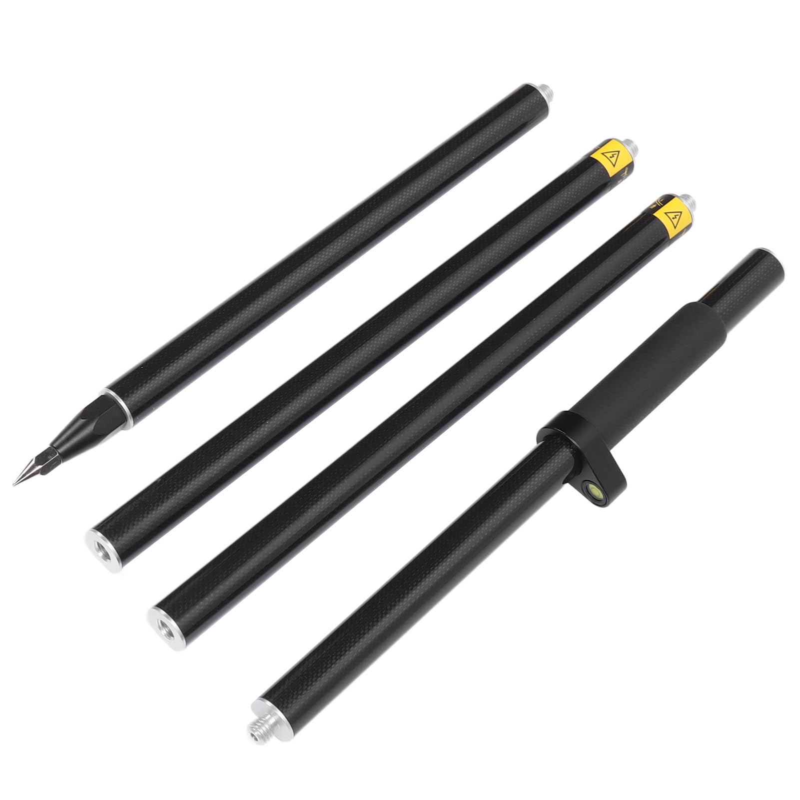 Akozon Poste Topográfico Desmontable de 2 Metros y 4 Secciones, Poste de Prisma Topográfico de Fibra de Carbono RTK GPS, con Burbuja de Nivel, Constante de 0 Mm, Adecuado para