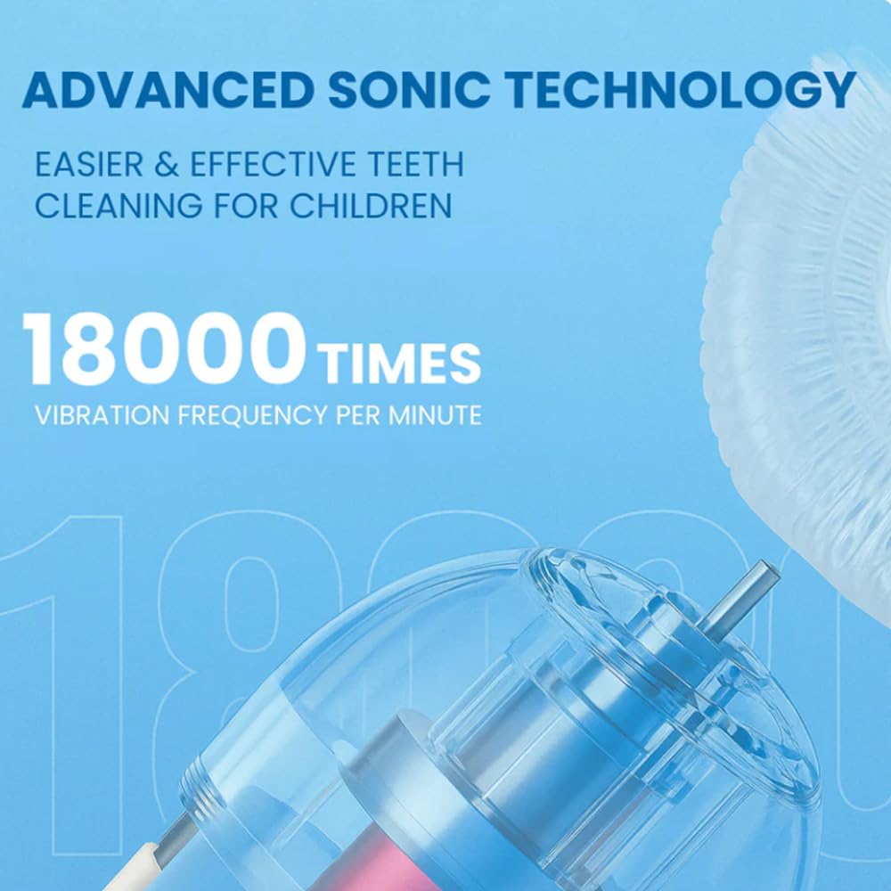 Dinobrush - Spazzolino Da Denti a 360 Per Bambini - 3 Modalità Pulizia，Rosa | Setole Morbide In Silicone Alimentare, Impermeabilità Ipx7, Adatto a Bambini Dai 2 Ai 12 Anni