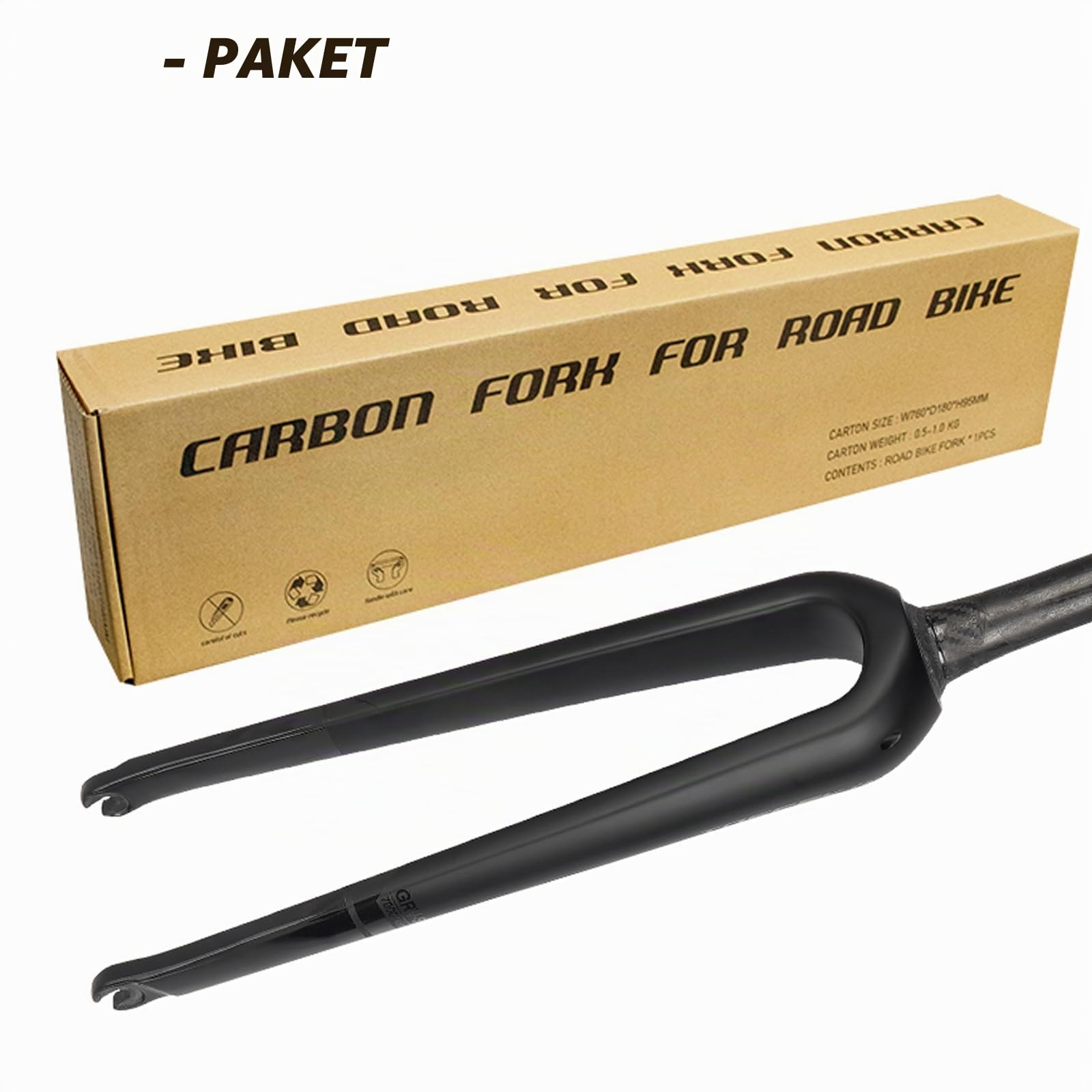 BUCKLOS Gravel 700C Kohlefaser Rennrad starre Gabel, QR 9 mm/100 x 12 mm Steckachse, 1-1/8 gewindeloses konisches Rohr, superleichte Fahrrad-Frontgabeln
