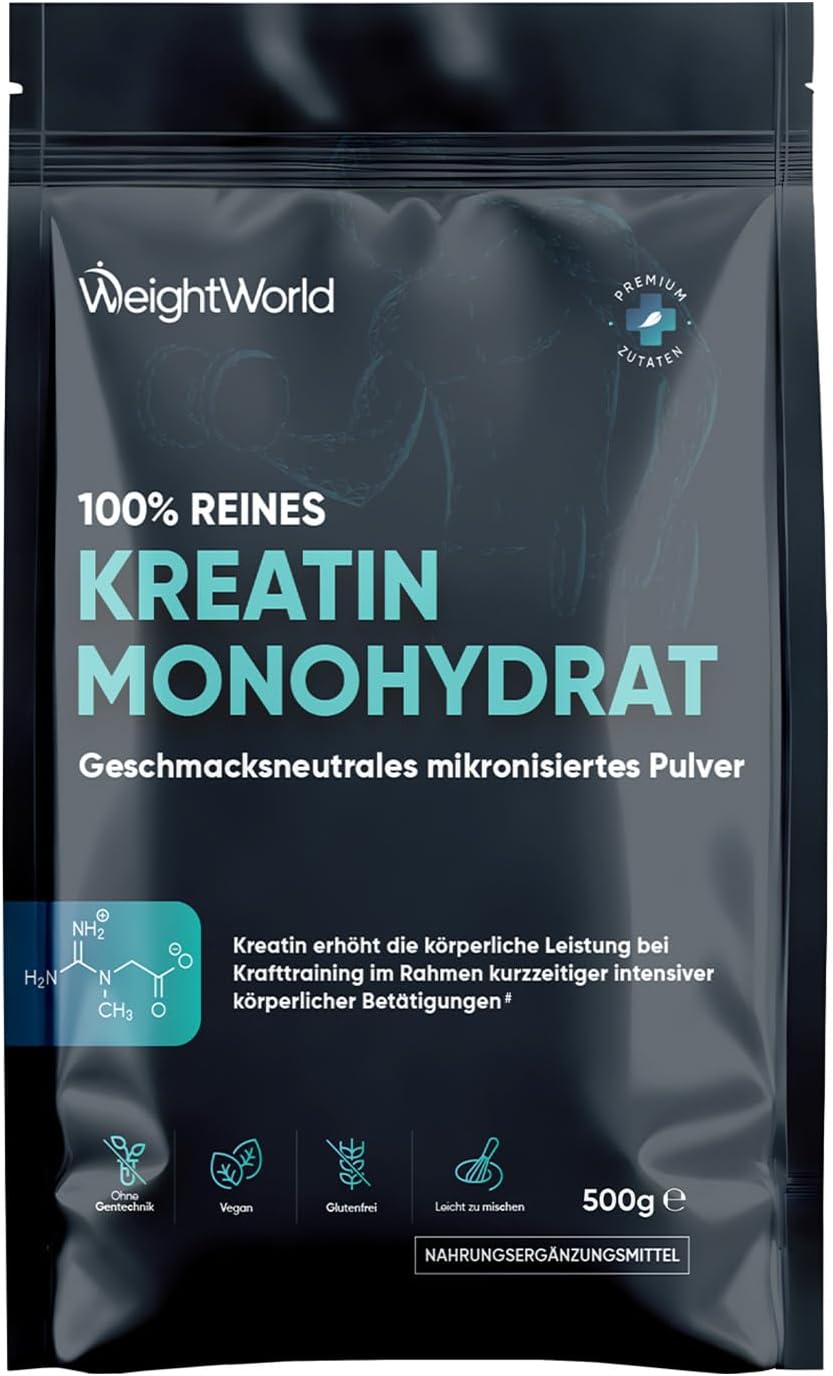 WeightWorld 100% reines Creatin Monohydrat Pulver 500g - 165 Portionen