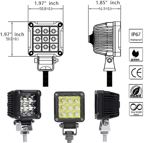 Miniatura 5 de Luces LED para motocicleta, 2 pulgadas, 27 W, Mini cubo, luces auxiliares antiniebla, 12 V, 24 V, luz frontal de trabajo, universal, para E-Bike