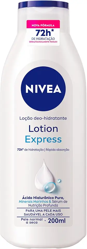 NIVEA Loção Hidratante Corporal Lotion Express - Loção Hidratante com textura leve que hidrata profundamente, protege do ressecamento e auxilia na regeneração da pele - 200ml