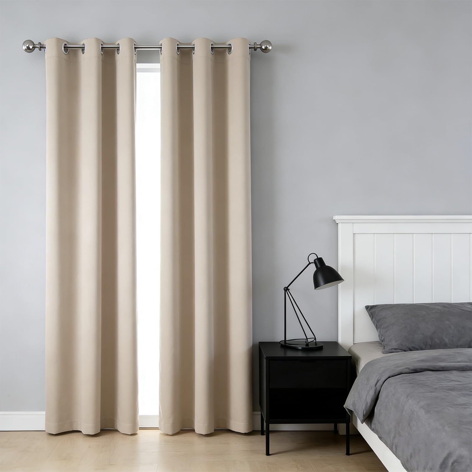 Rideau Occultant 160 x 250 cm Doux, Thermique Isolant, Isolant Thermique, Anti Froid, Bloquer Lumiere, Anti UV Opaque Rideaux pour Salon Chambre Cuisine Dressing, Beige