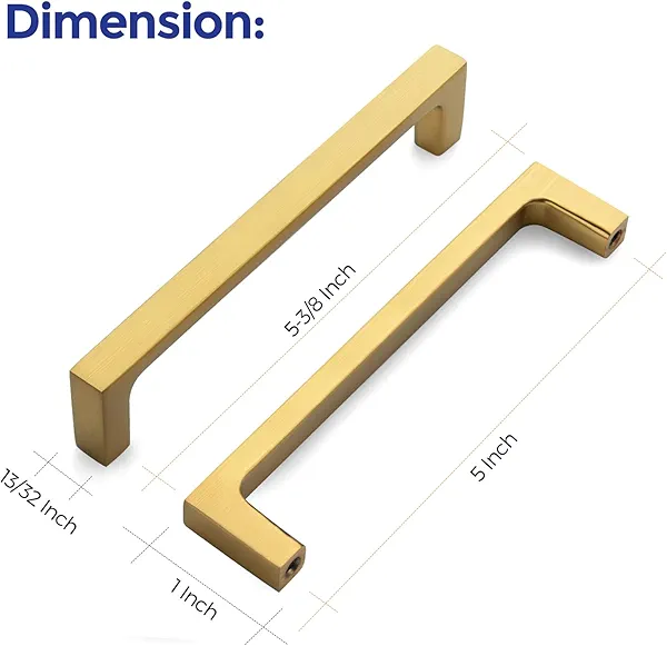 Ravinte 10 Pack Solid 5 Inch Kitchen Square Cabinet Handles Brushed Brass Drawer Pulls Kitchen Cabinet Hardware Handles
