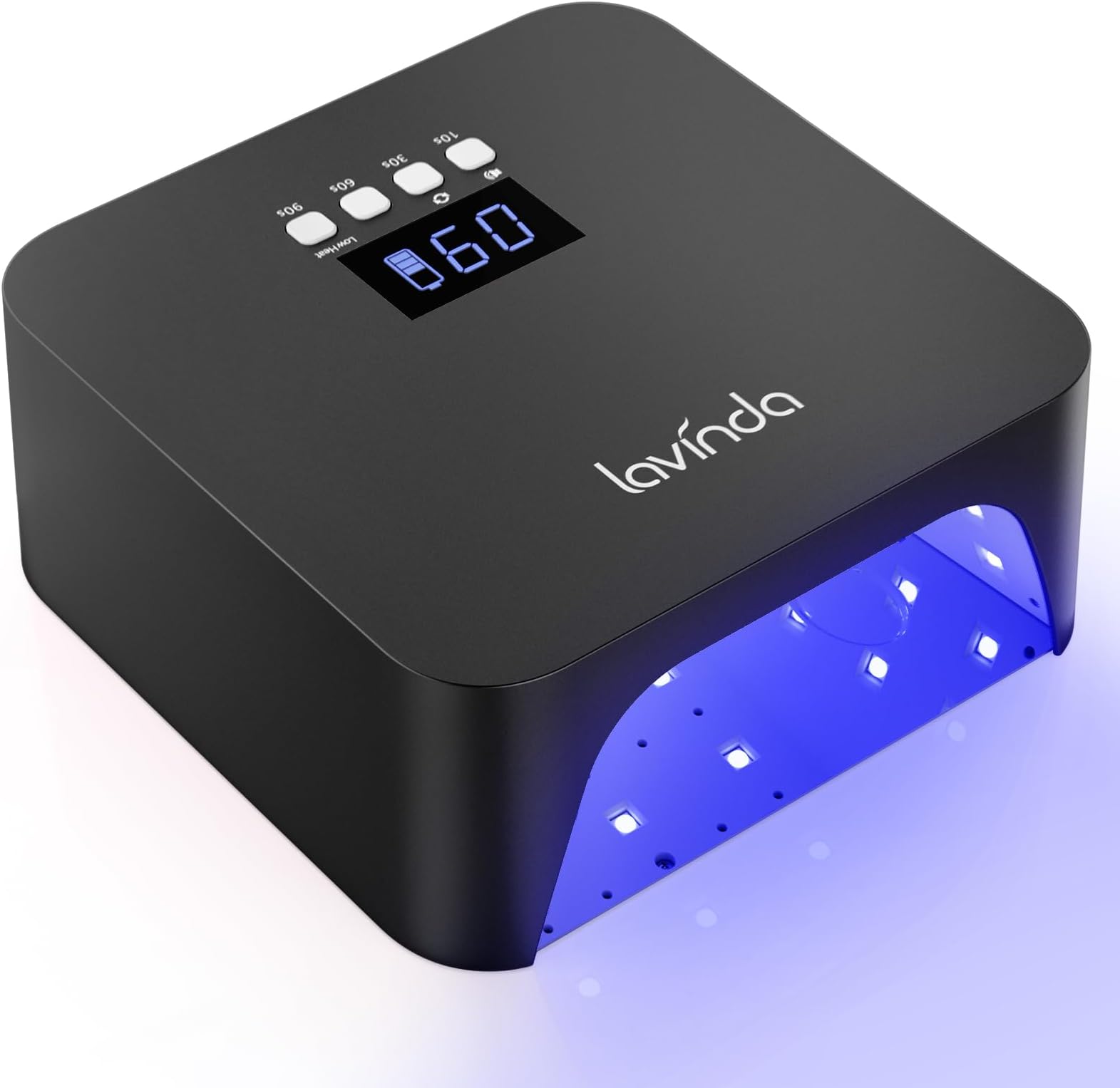 Lavinda 48W Nail Lamp, Rechargeable Cordless UV Light for Gel Nails LED Nail Dryer with Auto Sensor, 4 Timer Settings & LCD Display, Fast Curing Light All Gel Polish for Home&Salon (NovaGlow Black)