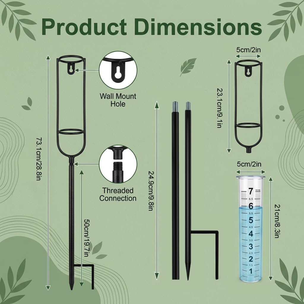 Rain Gauge Outdoor 7 Inch Freeze Proof Water Gauge with Metal Stake