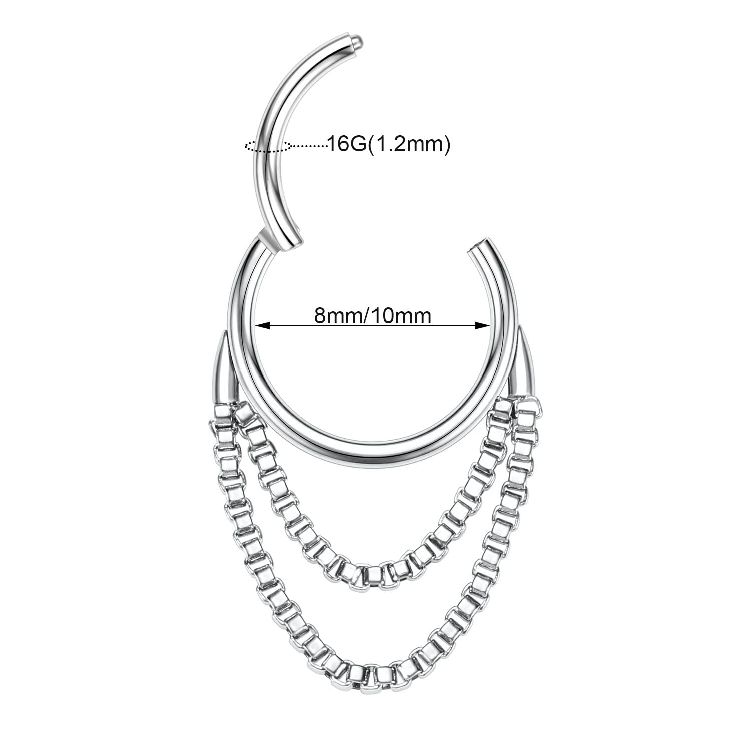 hengkaixuan Unique Animal Shape Septum Nose Ring Septum Jewellery 16G Daith Earrings Surgical Steel Nose Hoop Septum Clicker Conch Piercing Jewellery Rook Helix Tragus Cartilage Lobe Hoop Earring — view 2