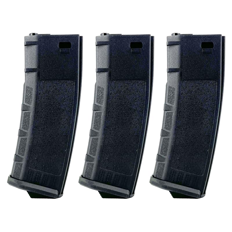 Genérico Pack 3 Cargadores Mid-Cap de 120 Bolas de Capacidad para réplicas de Airsoft Tipo M4, AR15, M16, de polímero en Color Negro de la Marca Rossi