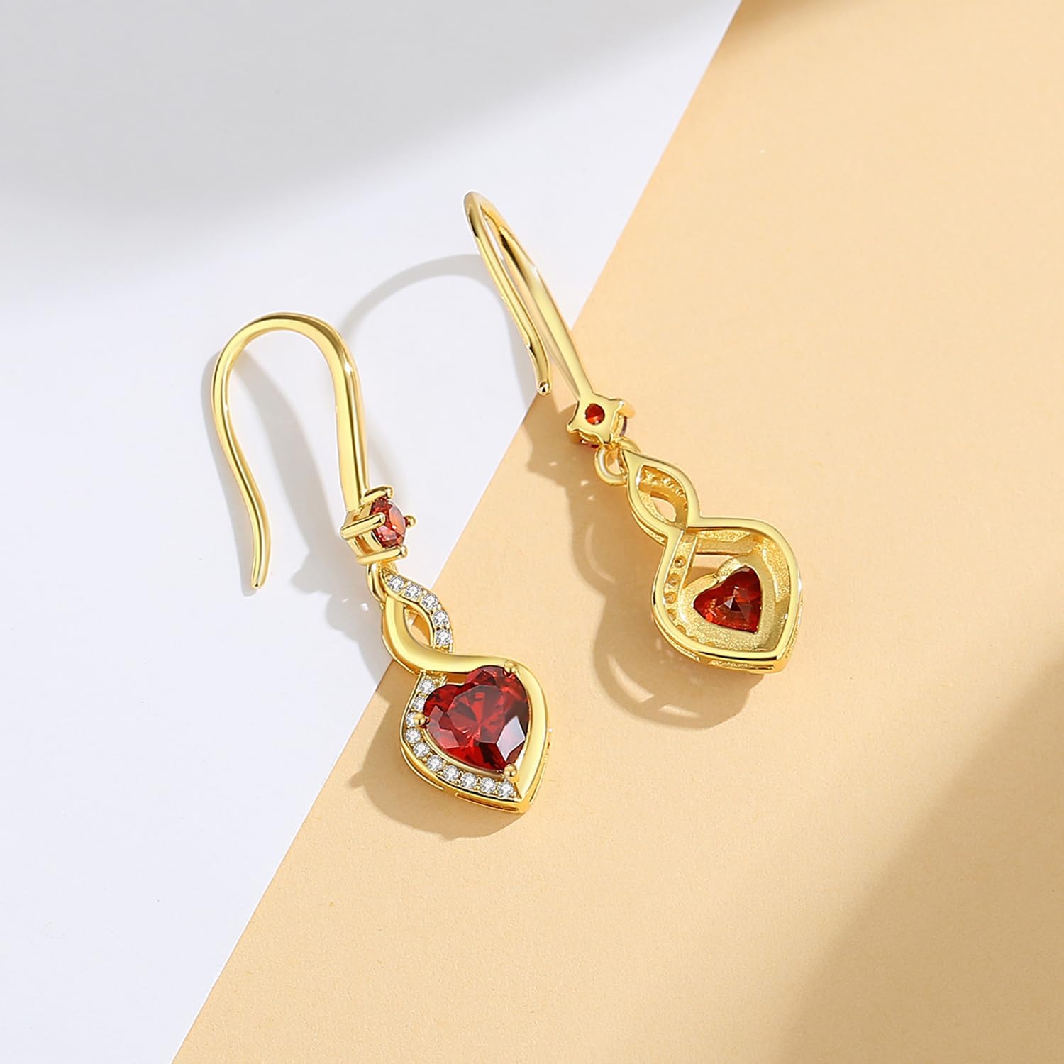 FANCIME Heart Infinity Dangle Drop Earrings 925 Sterling Silver Heart Gemstone Birthstone Earring - Image 4