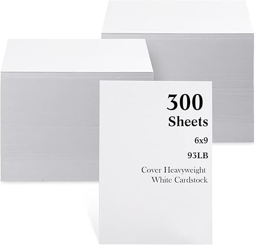 Seajan 300 hojas de cartulina de invitación de 6 x 9 pulgadas, papel de impresora pesado, cartulina blanca, papel grueso de 93 libras, cubierta de