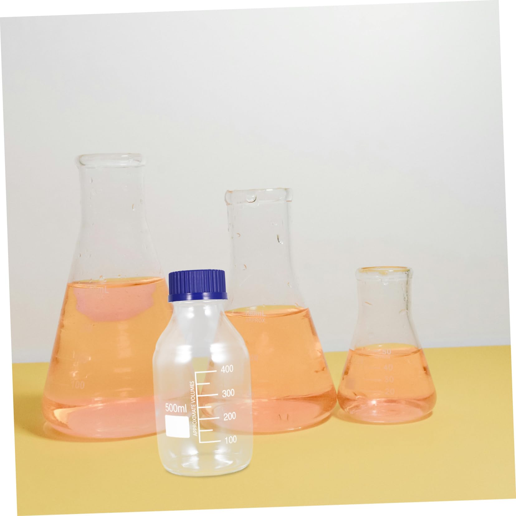 Zerodeko 2 Stück Laborflaschen aus Glas 500ml mit Blauem Schraubverschluss Auslaufsichere Reagenzflaschen mit Skala für Chemische Forschung und Laboranwendungen