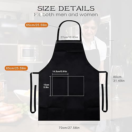 Miniatura 3 de Delantal de chef para hombres y mujeres, paquete de 5 delantales unisex con 2 bolsillos, delantales de cocina lavables para cocinar, hornear,