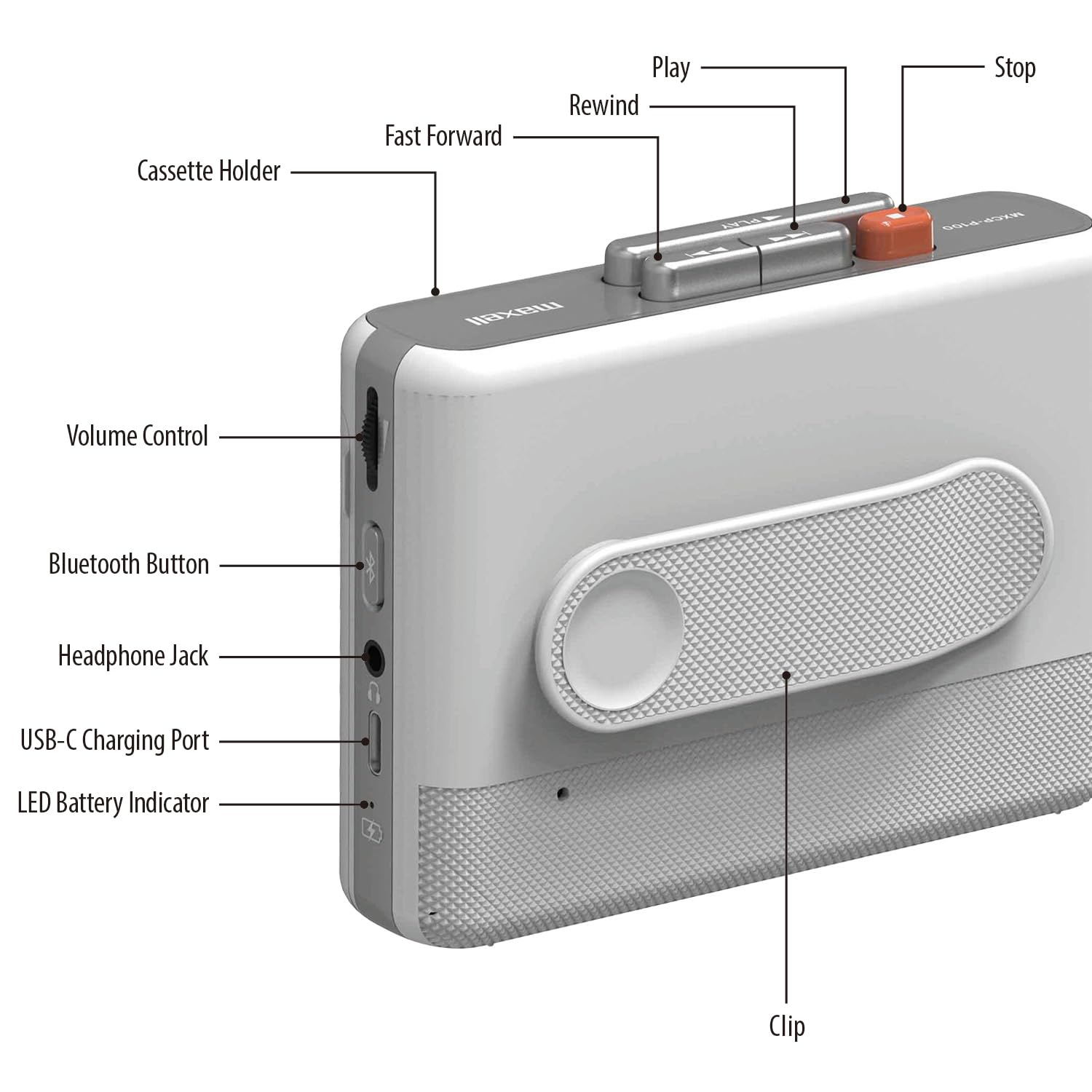 Maxell Wireless Cassette Player - 11 Hours Bluetooth Playtime