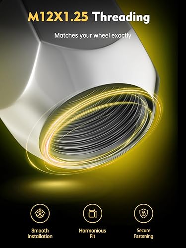Vista 54 de MIKKUPPA Tuercas de rueda M12x1.5, repuesto para Jeep Compass 2006-2017, Patriot 2007-2017, Chevy Cruze 2010-2019, rueda Malibu Aftermarket Cromo