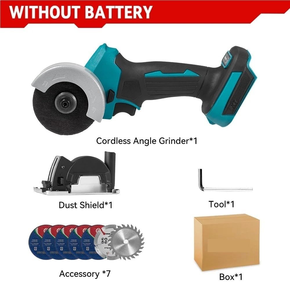 76MM 18V Brushless Angle Grinder Cordless Polishing Cutting Machine Electric Grinding Power Tool For Battery Pin