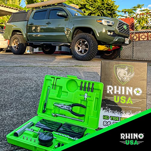 Rhino Usa Tire Plug Repair Kit (86-Piece) Fix Punctures & Plug Flats With Ease - Heavy Duty Flat Tire Puncture Repair Kit For Car, Motorcycle, Atv, Utv, Rv, Trailer, Tractor, Jeep, Etc #TOP5