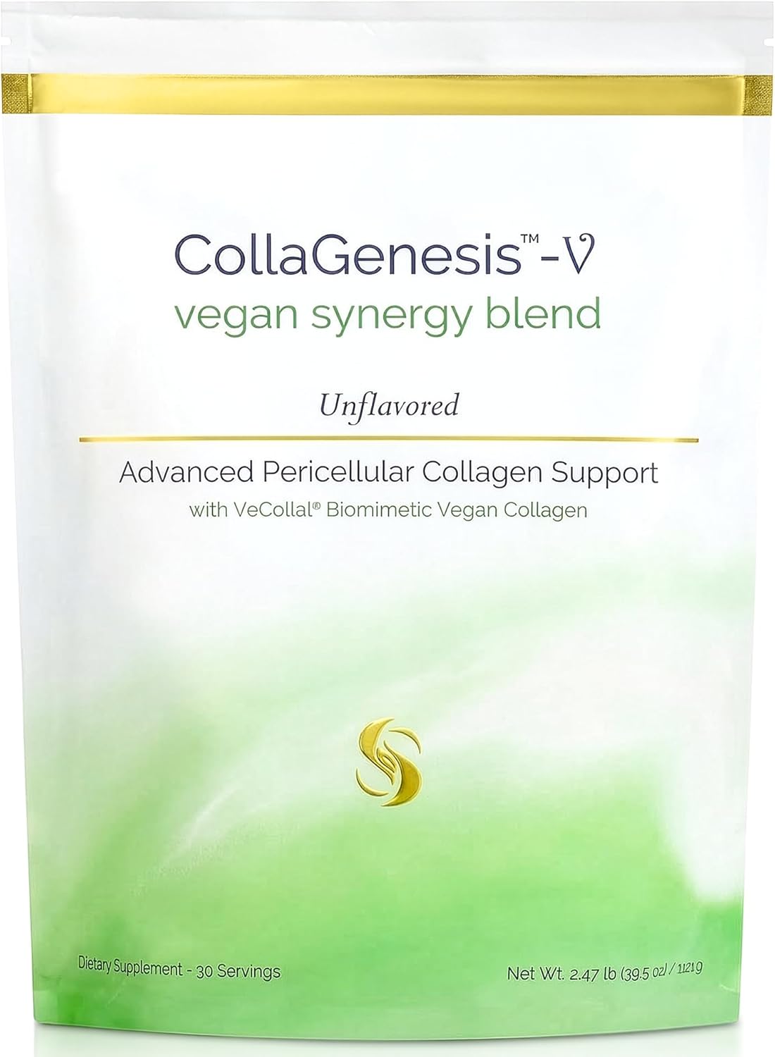 CollaGenesis™-V – Complete Vegan Collagen Support System – Biomimetic Vegan Collagen, 25g Protein, MSM & Hyaluronic Acid, Complete Amino Acid Profile, 18 Vitamins & Minerals – Unflavored – 2.47 lb