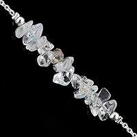 Vista 4 de TGH Pulsera de barra de chips naturales, cristal curativo, pulsera de cuentas crudas chapada en plata, cadena ajustable de 7 + 1 pulgada, regalo
